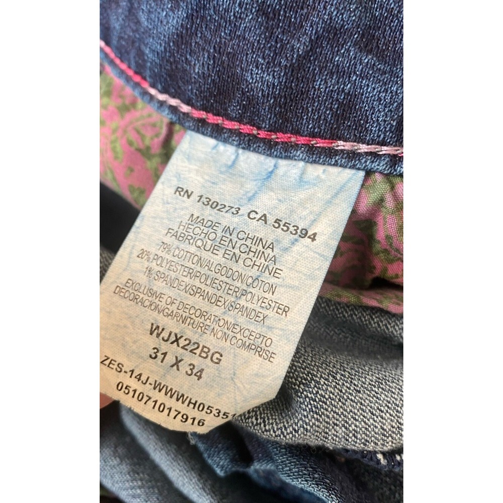Wrangler Rock47 Jeans Western Low Rise Boot Cut Bling Cowgirl 31 X 34 Distressed - Picture 7 of 7